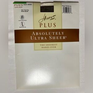 Hanes Plus Absolutely Ultra Sheer Control Top Pantyhose Barely Black 3 plus